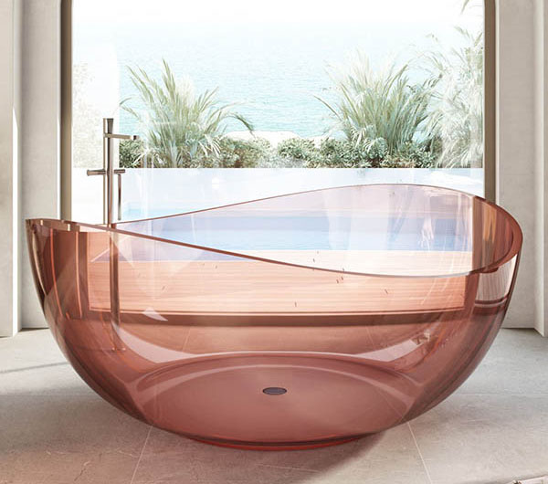 круглая прозрачная ванна