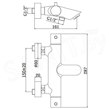 Смеситель для ванны Paffoni Light LIQ023NO / LIQ023ST термостатический