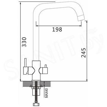 Смеситель для кухонной мойки Shevanik S228T с подключением к фильтру воды