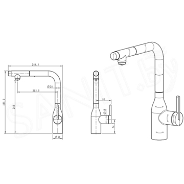 Смеситель для кухонной мойки Paulmark Viper Vi213105-B (GM) с подключением к фильтру воды
