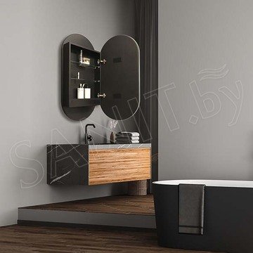 Шкаф-зеркало Azario Soho Black 50 с мультифункциональной панелью