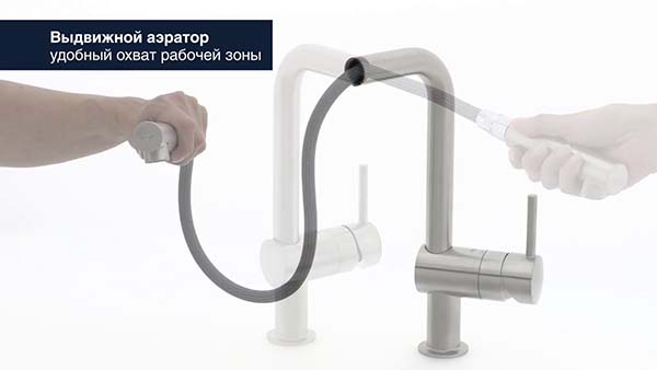 Смеситель для кухни grohe minta с выдвижным l изливом хром 32168000