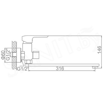 Смеситель для ванны Ledeme H58 L2258