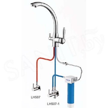 Смеситель для кухонной мойки Ledeme L4455 с подключением к системе очистки воды