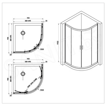 Душевой уголок Adema GLASS line тонированный