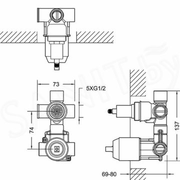 Смеситель скрытого монтажа (внутренний механизм) Bravat Prolate D982CP-B-RUS