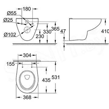 Подвесной унитаз Grohe Bau 39427000 безободковый