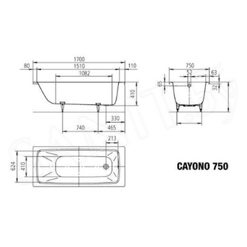 Стальная ванна Kaldewei Cayono Easy-clean + Antislip