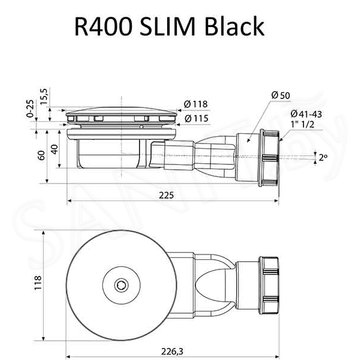 Сифон для душевого поддона Radaway R400B Slim black