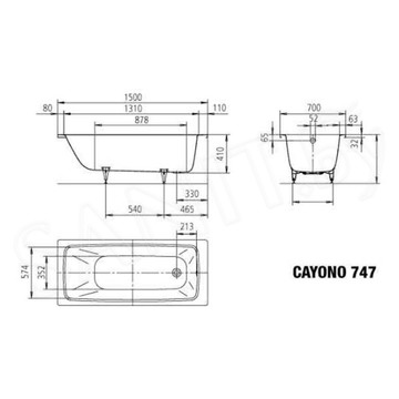 Стальная ванна Kaldewei Cayono Easy-clean + Antislip