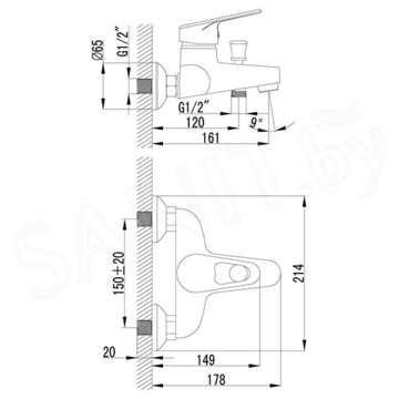 Смеситель для ванны Lemark Luna LM4102C