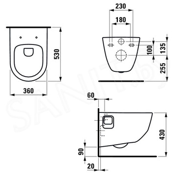 Подвесной унитаз Laufen Pro Rimless 8.2096.4.400.000.1 LCC безободковый