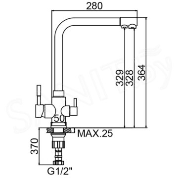 Смеситель для кухонной мойки Ledeme L4355-3 с подключением к системе очистки воды