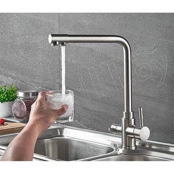 Смеситель для кухонной мойки Ledeme L4355-3 с подключением к системе очистки воды