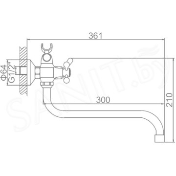 Смеситель для ванны Ledeme L2227