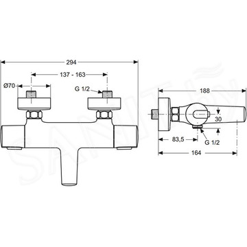 Смеситель для ванны Ideal Standard Ceratherm 100 A4623AA термостатический