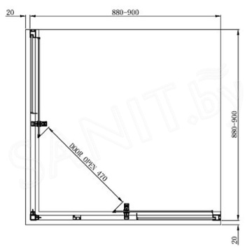 Душевой уголок Adema GLASS line vierkant матовый