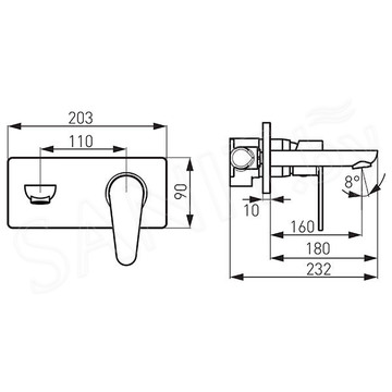 Смеситель встраиваемый для умывальника Ferro Algeo BAG3PA18 / BAG3PA22