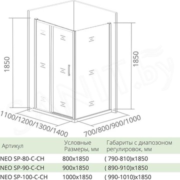 Боковая стенка Good Door Neo SP C-CH 80 / 90 / 100