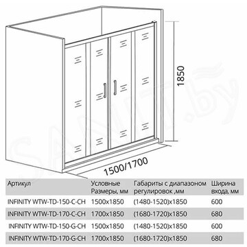 Душевой уголок Good Door Infinity WTW-TD + SP G-CH 150