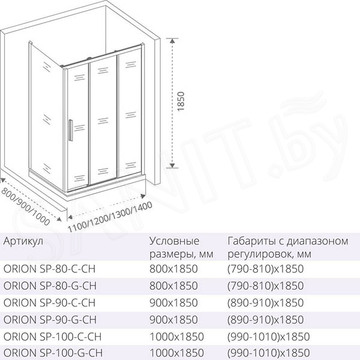 Боковая стенка Good Door Orion SP C-CH 80 / 90 / 100