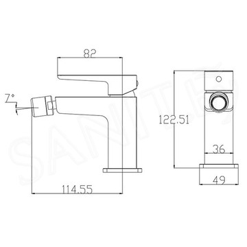 Смеситель для биде Omnires Parma PM7421IN с донным клапаном Click Clack