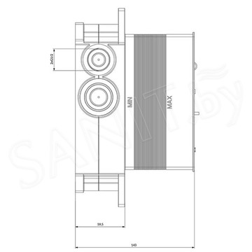 Система скрытого монтажа Omnires BOXTE2F с термостатом (2 функции)