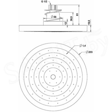 Верхний душ Omnires Pipple WGP120CR