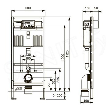 Система инсталляции для унитаза TECEprofil kit 9300434 с кнопкой Тecesolid