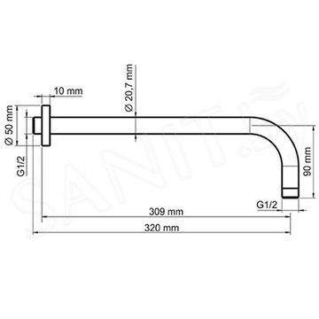 Кронштейн для верхнего душа Wasserkraft A079