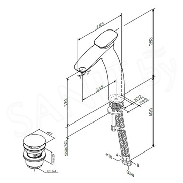 Смеситель для умывальника AM.PM Spirit V2.0 F70A92200 с донным клапаном