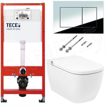 Система инсталляции для унитаза TECEbase kit 9400401S (9400412) c кнопкой и умным подвесным унитазом Lavinia Boho Smart V-Clean 3359101R