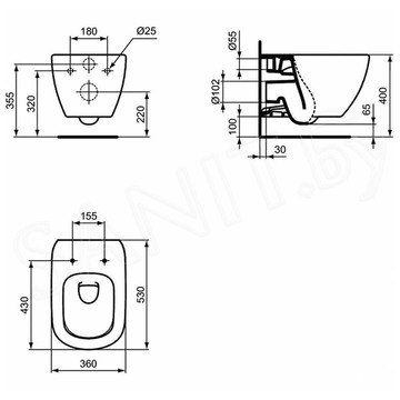 Подвесной унитаз Ideal Standard Tesi AquaBlade T0079V3 безободковый c крышкой Soft Close