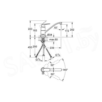 Смеситель для кухонной мойки Grohe Eurosmart Cosmopolitan 31161000 с запорным вентилем