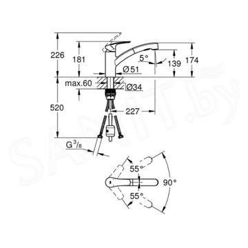 Смеситель для кухонной мойки Grohe Eurosmart 30305001 / 30305DC1 с выдвижным изливом