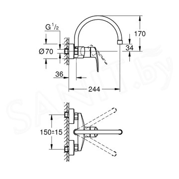 Смеситель для кухонной мойки Grohe Eurosmart 32482003