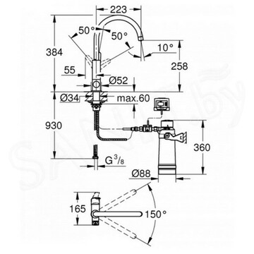 Смеситель для кухонной мойки Grohe Blue Pure BauCurve 30386000 в комплекте с фильтром