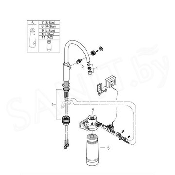 Смеситель для кухонной мойки Grohe Blue Pure Mono 30388000 на одну воду в комплекте с фильтром