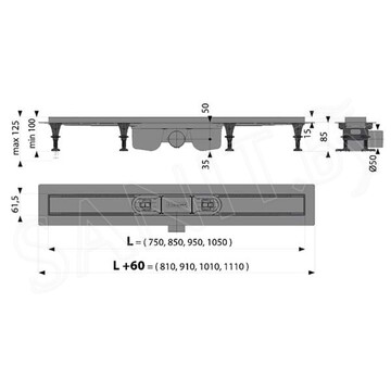 Душевой лоток AlcaPlast Optima APZ12-750 / 850 / 950 с решеткой Solid