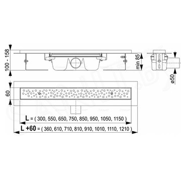 Душевой лоток AlcaPlast Antivandal APZ11 550 / 750 / 850 / 1050