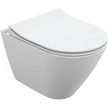 Подвесной унитаз Cersanit City Oval Clean On безободковый с сиденьем Slim Soft Close