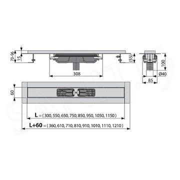 Душевой лоток AlcaPlast Low APZ1101 300 / 550 / 650 / 750 / 850 / 950 / 1050 / 1150