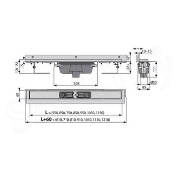 Душевой трап AlcaPlast Flexible APZ1004S 550 / 650 / 750 / 850 / 950