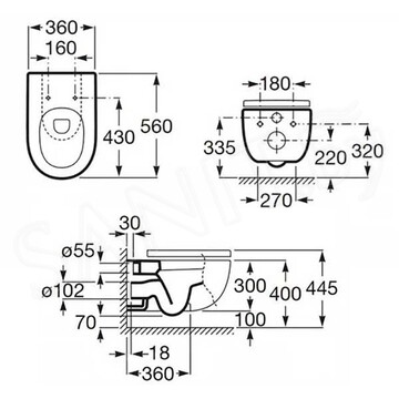 Подвесной унитаз Roca Meridian 560