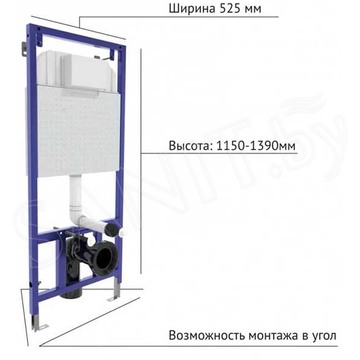 Комплект инсталляции Berges Novum 525 c кнопкой L3, подвесным унитазом Okus и сиденьем Toma Slim SO