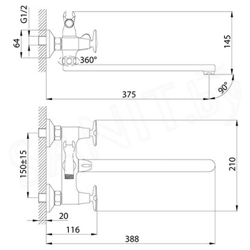 Смеситель для ванны Rossinka RS41-84