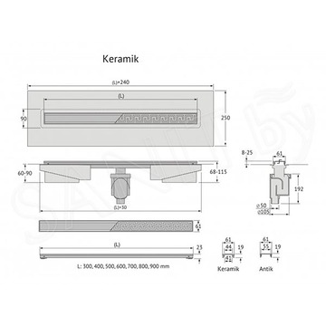 Душевой трап Berges Wasserhaus B1 Keramik черный матовый вертикальный выпуск