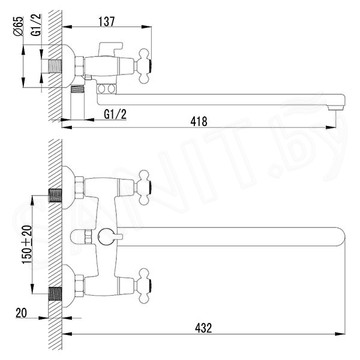 Смеситель для ванны Lemark Standard LM2112C