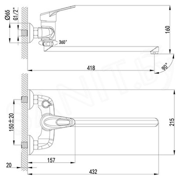 Смеситель для ванны Lemark Luna LM4117C