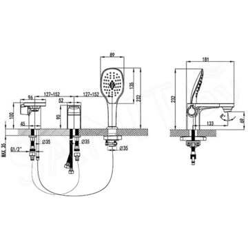 Смеситель на борт ванны Lemark Shift LM4347C